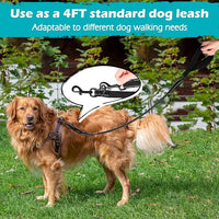 PetBonus Two Point Control Dog Leash, Works with No Pull Harnesses, No Tangle Training Leashes, Soft Padded and Reflective Walking Lead, Converts to Single Lead for Medium Large Dogs (Black)