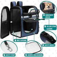 PetAmi Dog Backpack Carrier, 4-Way Entry Ventilated - Navy Blue - image 4