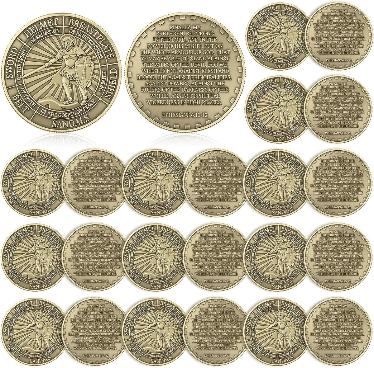 Nosiny 20 Pcs Armor of God Coins Metal Christian Challenge Coins - Vintage Style 2