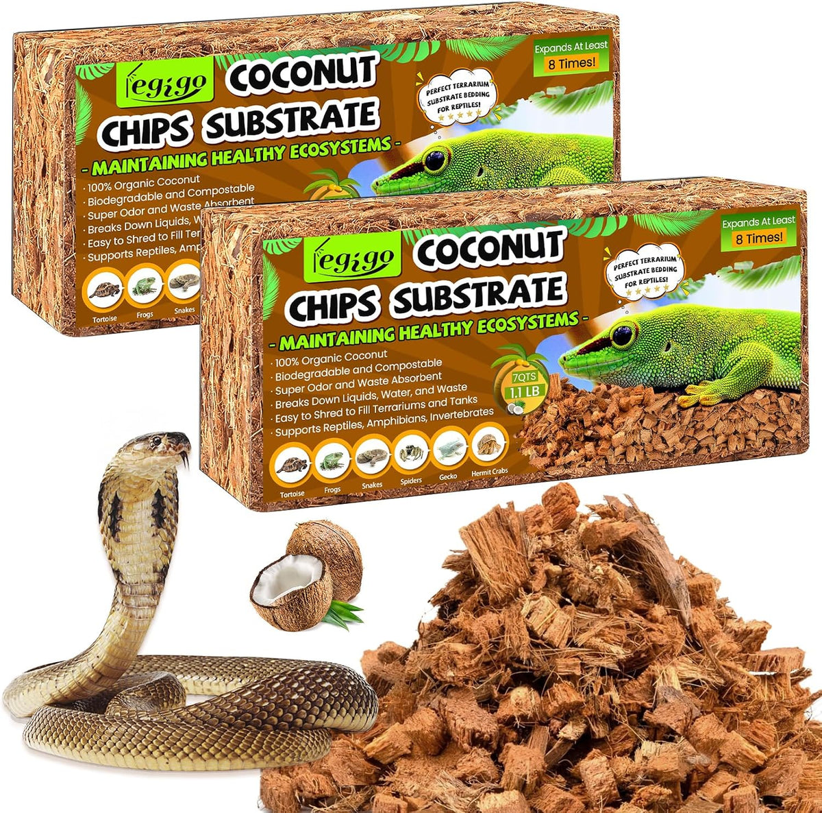 Legigo 10LB Coconut Husk for Reptiles - 2 Pack