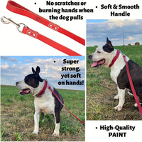 ADITYNA Leather Dog Leash for Large, and Small Dogs - XL - 6 ft x 1 inch / Red - image 3