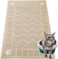 Cat Litter Box Mat, 47" x 35" Large Waterproof Litter Trapping Mat – Daily Care for Cats - Beige / X-Large（35" x 24" )