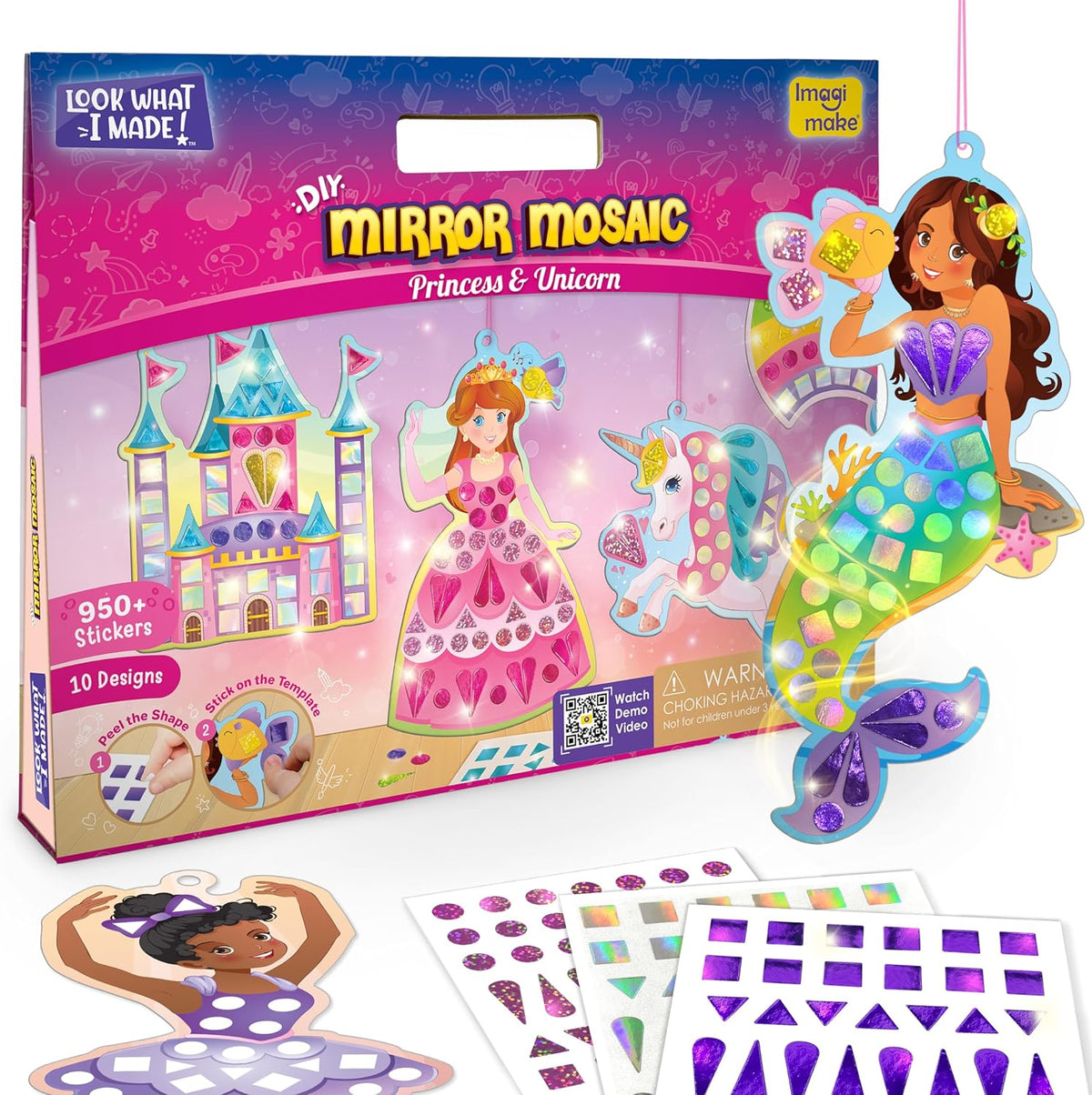 Imagimake Mirror Mosaic, Princess & Unicorn, 10 Templates - 1. Princess & Unicorn