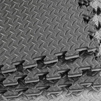 Xspec 1" Extra Thick 48 sq ft Reversible EVA Gym Foam Floor Mat Tiles (24" x 24"), Steel Pattern, 12 pcs, Black & Grey