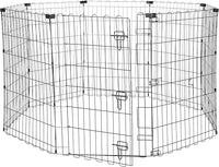 Amazon Basics Foldable Octagonal Metal Exercise Dog Playpen - Indoor/Outdoor, Single Door, Medium (8 Panels, 24 x 36), Easy to assemble and store, 36" - Medium, Black