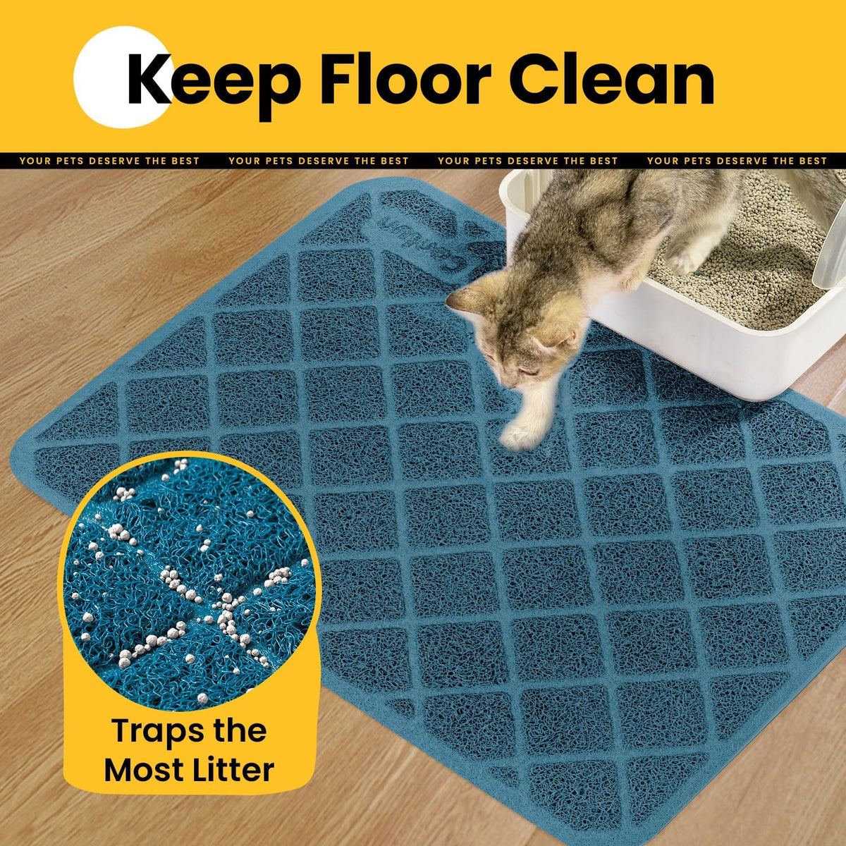 Conlun Cat Litter Mat Litter Trapping Mat - Navy / Small (24" x 17") - image 3