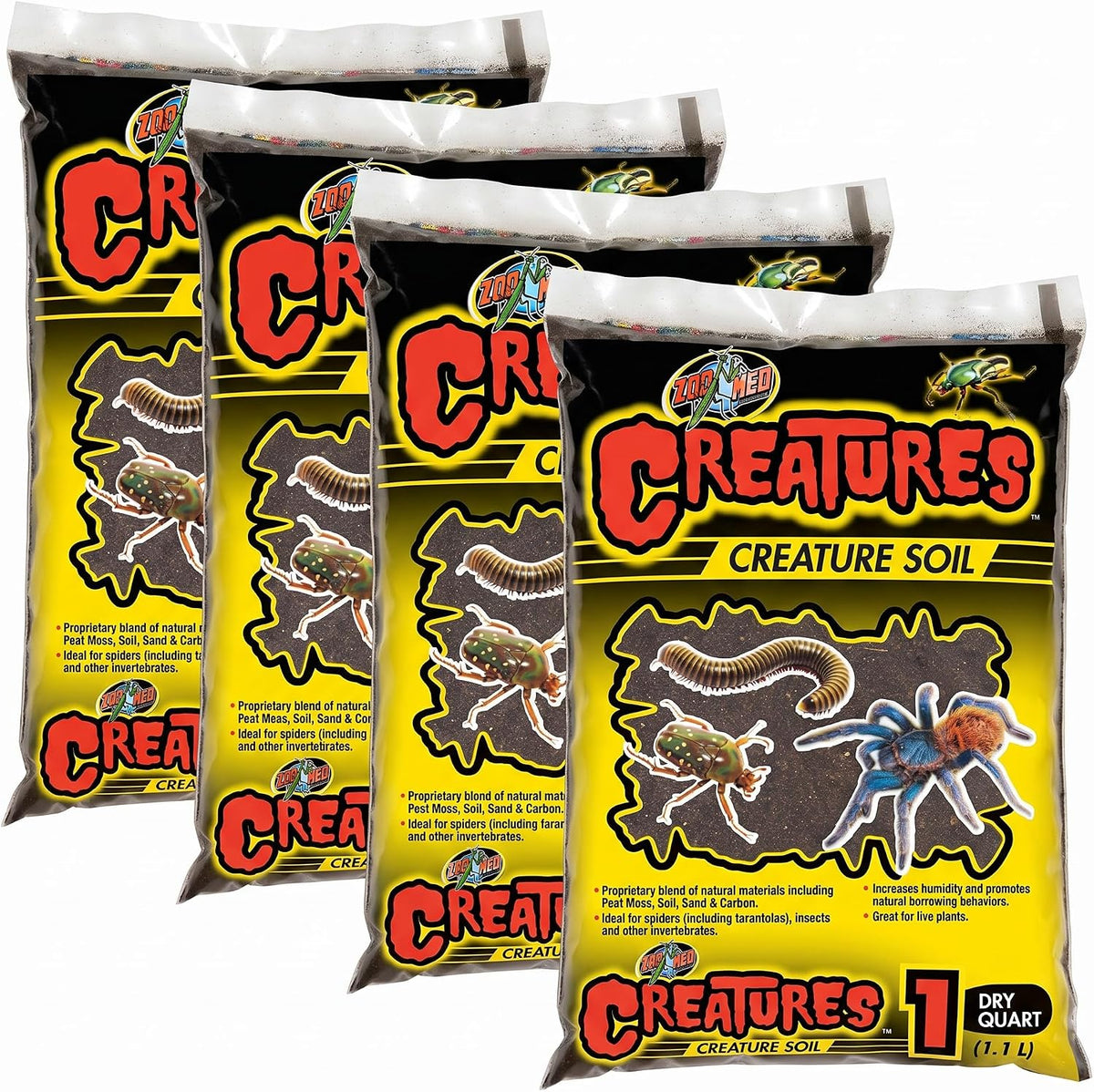 Zoo Med Creatures Creature Soil Bag 1 Quart – Daily Care for Reptiles And Amphibians - 1 QT (Pack of 4)