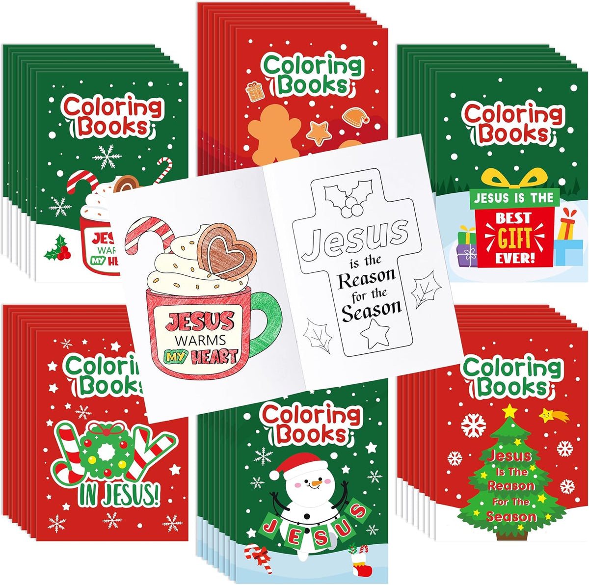 24Pcs Bible Coloring Books Religious Theme DIY Color-in Pages – Fun for Kids & Family - Christmas Religious (48Pcs)