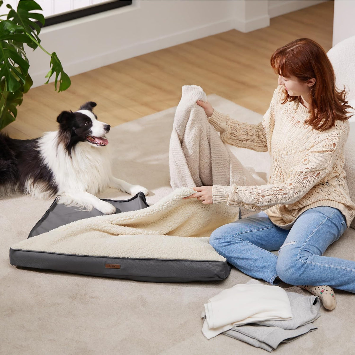 LE SURE Waterproof Dog Bed Cover Replacement - XX-Large / Grey-Sherpa / Sherpa, Oxford fabric - image 2