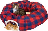 Kitty City Large Cat Tunnel Bed - Plaid