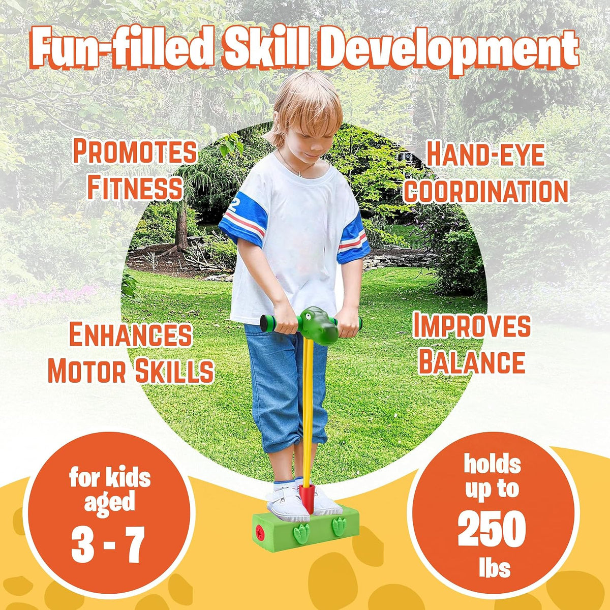 Playbees foam pogo stick for kids with soft dinosaur head and claws - view 9