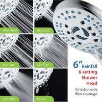 Hotel Spa AquaCare As-Seen-On-TV High Pressure Handheld/Rain 50-mode 3-way Shower Head Combo with Adjustable Arm - Anti-clog Nozzles, Tub & Pet Power Wash, 6 ft. Hose, All Chrome Finish