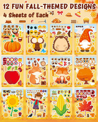 48 Fall Make-a-Face Sticker Sheets for Kids - Fall Harvest - image 2