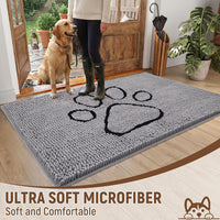 Absorbent Dog Door Mat for Muddy Paws - 72"L x 48"W x 1" Th / Grey with Paw - image 2