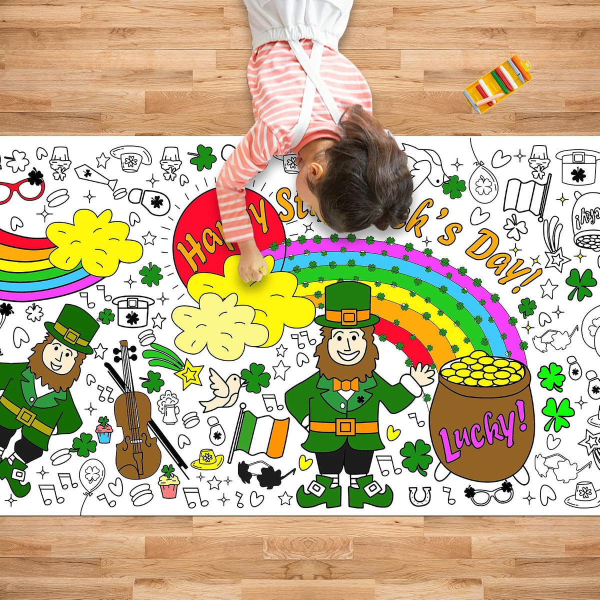 OHOME Halloween Giant Coloring Poster/Tablecloth-Halloween Crafts - St. Patricks Day
