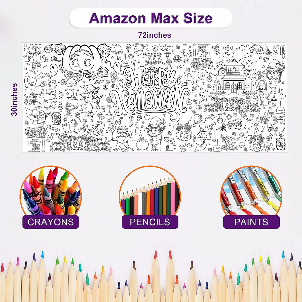 OHOME Halloween Giant Coloring Poster/Tablecloth-Halloween Crafts - Halloween - image 2