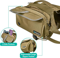 PetAmi Dog Backpack for Medium Large Dogs, Hiking Saddle Bag - Large / Tan Canvas - image 2