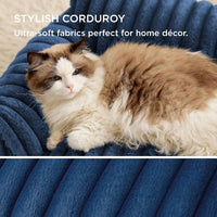 Bedsure ComfyFleece Shown on TV Fluffy Cute Cat Couch for Pets - 30x20x10" / Night Blue - image 4