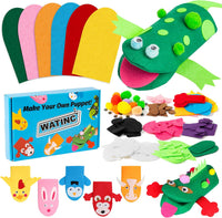 WATINC Hand Puppet Making Kit, Felt Sock Puppet Toys for Kids – Fun for Kids & Family - Animals