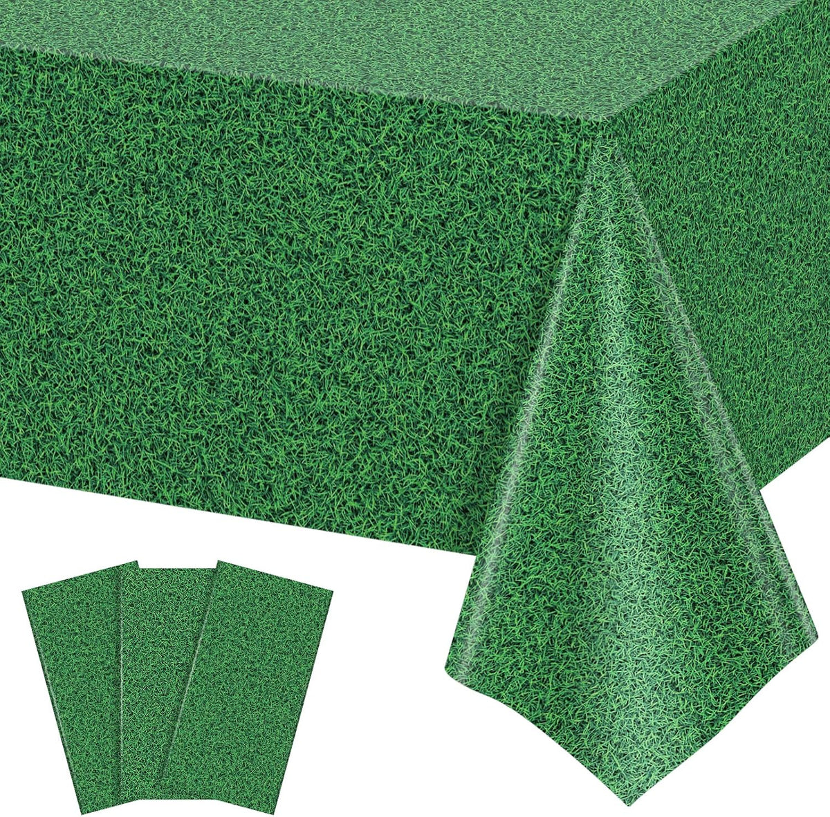 NatNarr 3 Pack Wood Grain Plastic Tablecloths - Grass