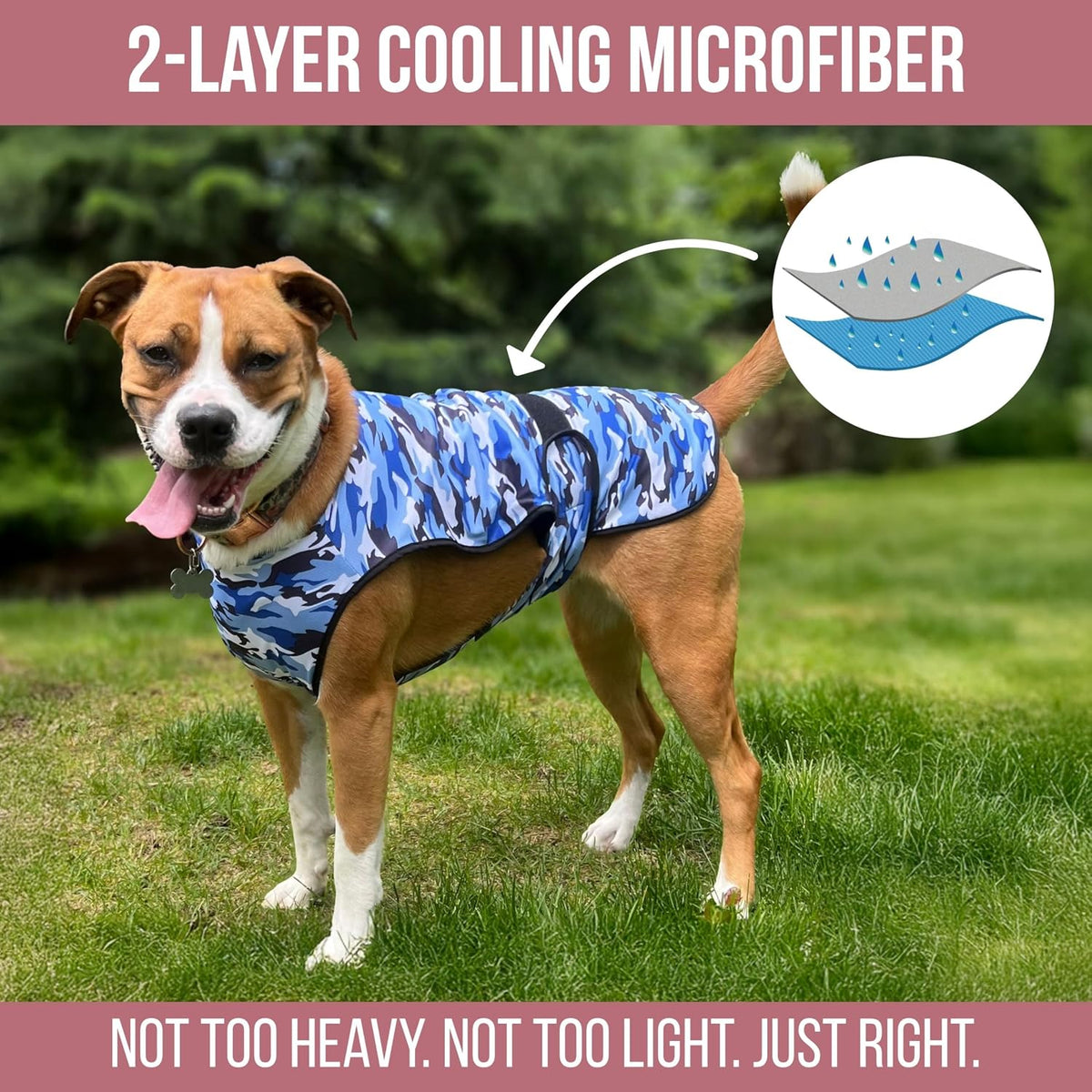 Dog Cooling Vest, 2-Layer Microfiber Cooling Jacket, Blue, L – Essentials for Dogs - Blue Camo / XX-Large (Pack of 1) - image 3