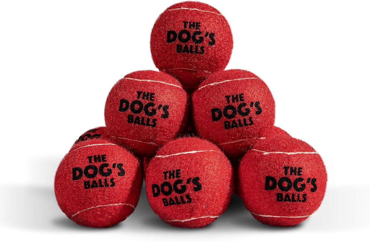 The Dog's Balls Dog Tennis Balls Tough 2.5" 12-Pack Yellow Floats - Red / 12 Medium Tennis Balls