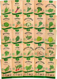 Organo Republic 25 Winter Vegetable & Green Seeds Variety Pack for Outdoors & Indoor Home Gardening 27670+ Non-GMO Heirloom Seeds: Broccoli Beet Carrot Collard Lettuce Radish Spinach Pea Kohlrabi
