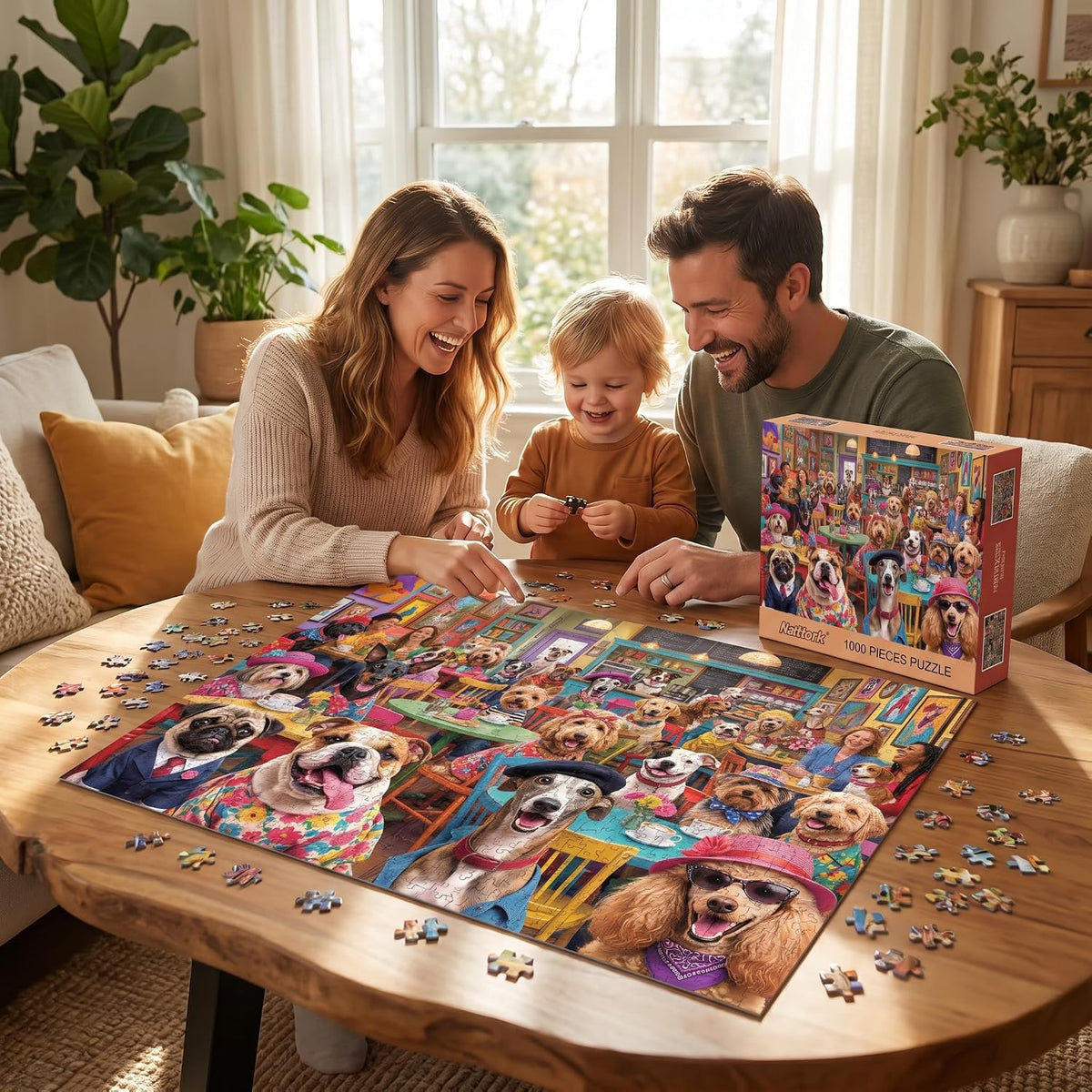Nattork Jigsaw Puzzle 1000 Pieces for Adults - Dog Coffee - image 3