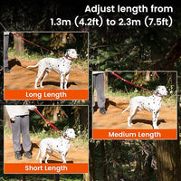 HOWGO 8-in-1 Multifunctional Hands Free Dog Training Leash with Padded Handle, 8.5 FT Nylon Adjustable Length, Lightweight Aviation Aluminum, Crossbody Waist Leash for Puppy Medium Large Dogs (Red)