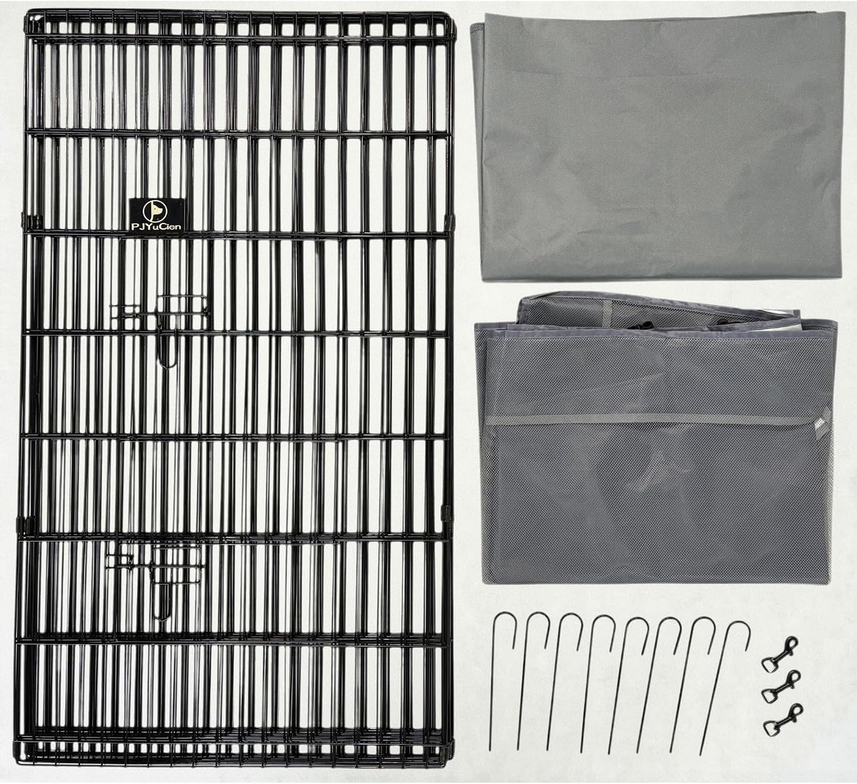Puppy Playpen with Bottom Pad and Door, 8 Panels 24" H - Gray / Large Pen: 42-Inch High / Playpen+Bottom+Top Cover - image 2