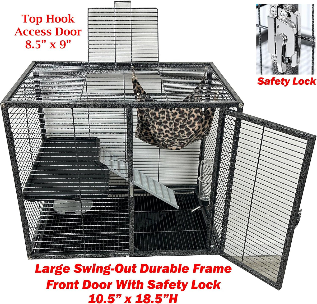 Deluxe Double Unit Two Full Story Small Animal Critter Home Rolling - Black Vein / 2 / 24"L x 17.5"W x 34"H - image 4