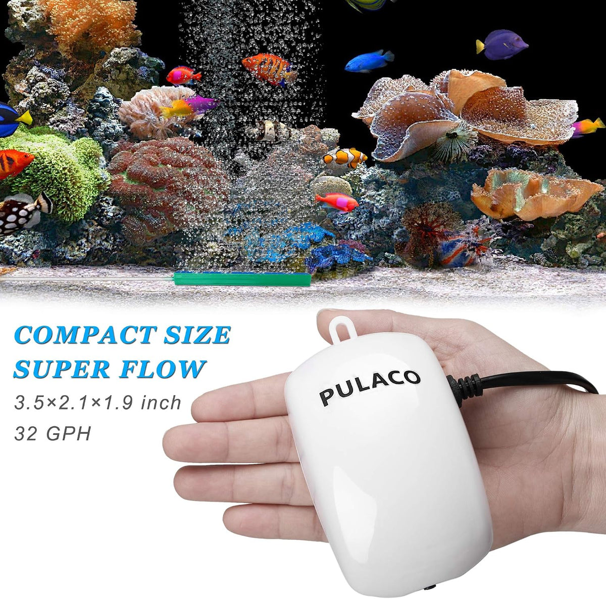 PULACO Ultra Quiet Mini Aquarium Fish Tank Air Pump for 1-20 Gallon - image 4