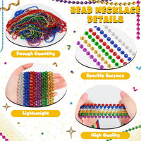Huskein Bead Necklace, 33" Colorful Mardi Gras Beads Necklaces - 6Colors / 12 - image 3