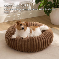 Bedsure ComfyFleece Donut Dog Bed Medium Size Dog with Washable Cover – Essentials for Dogs - S Plus (27x27x8) / Camel Brown - image 4