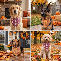 ADOGGYGO 2 pack Halloween dog bandanas in purple ghost and orange pumpkin prints - view 2