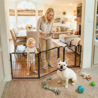 FXW Dog Gate, Extra Wide Adjustable for Openings Up to 219" - Black / Up to 69" W【2 Panels + 1 Door】 / 24"H