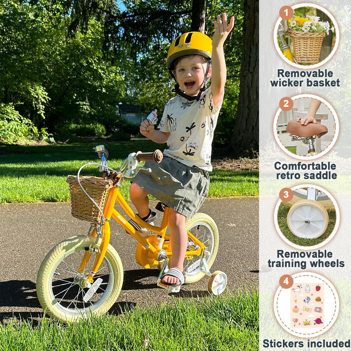 Petimini 12 14 16 18 20 Inch Kids Toddler Bike for Boys Girls – Fun for Kids & Family - Mango / 14 Inch - image 3