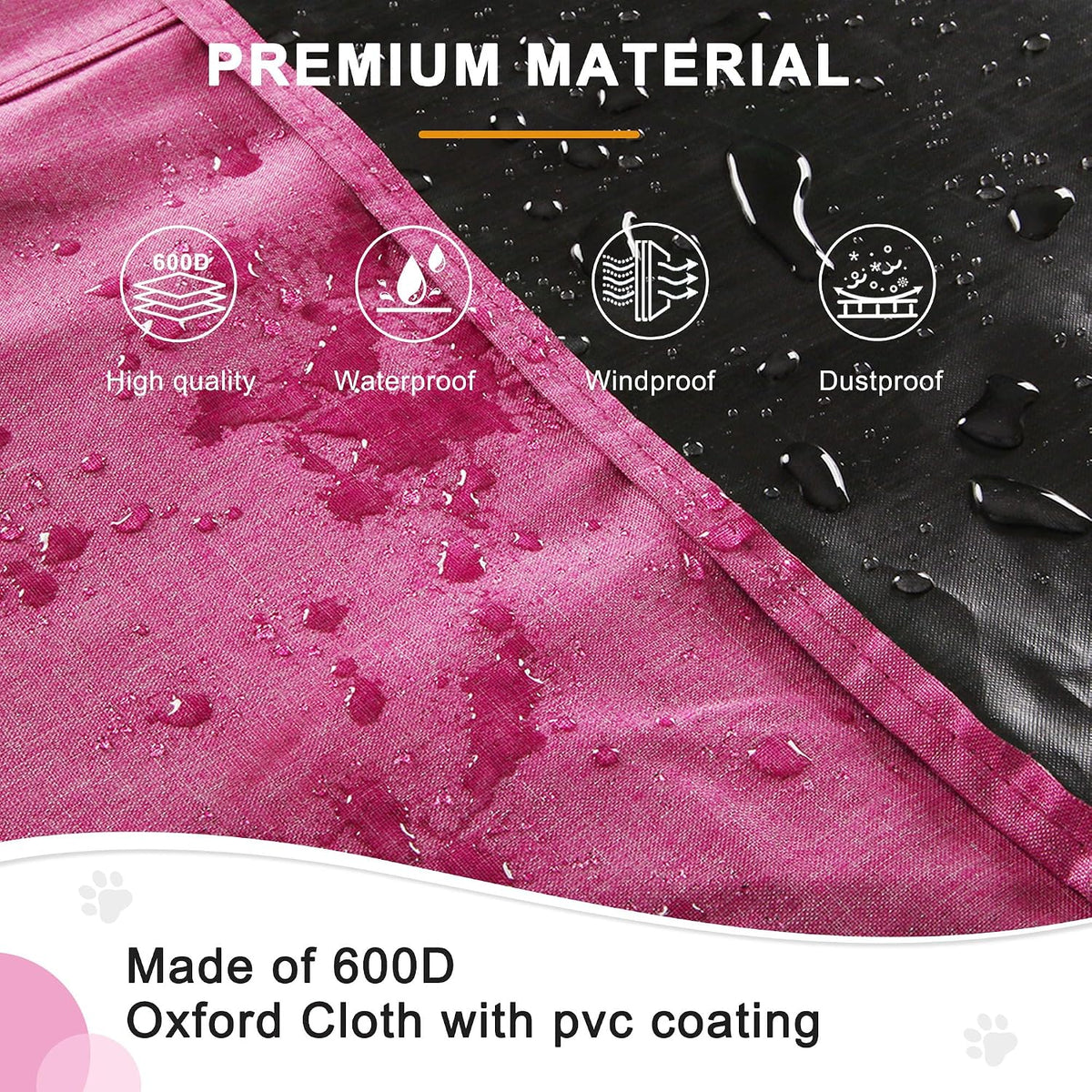 42-Inch Dog Crate Cover with Mesh, Waterproof Kennel Cover - 36.0"L x 23.0"W x 25.0"H / Pink - image 2
