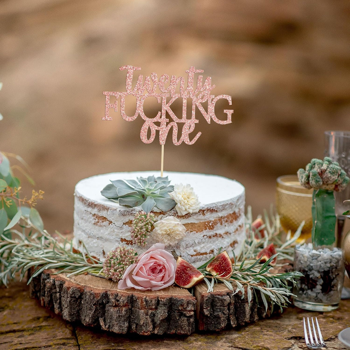 Gyufise black glitter 21st birthday cake topper on a food-grade pick - view 24