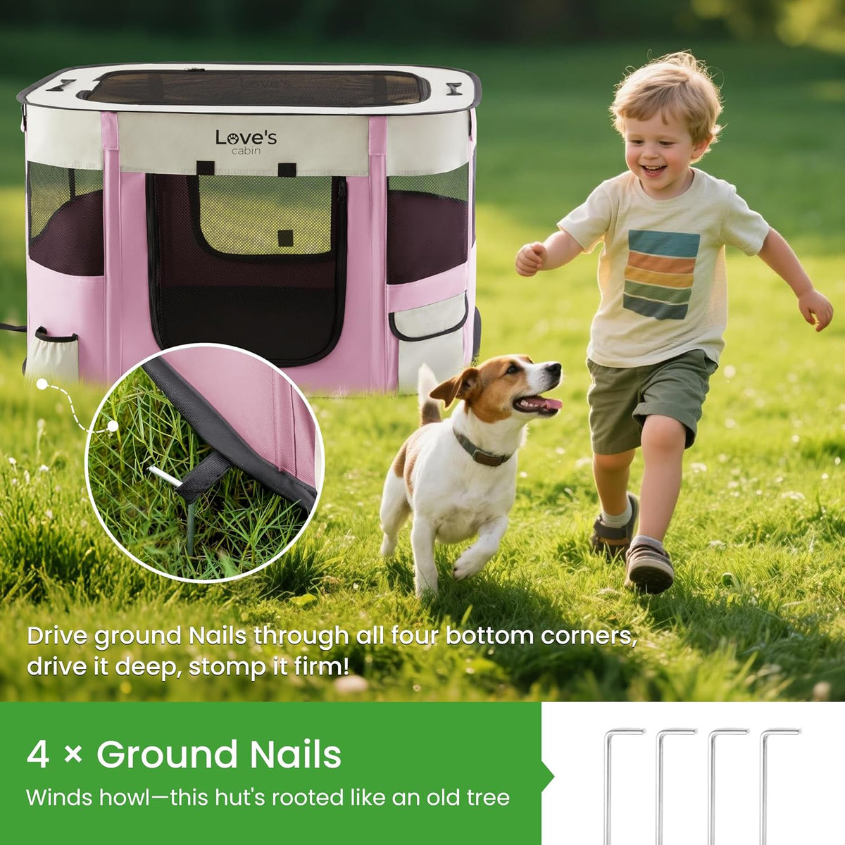 Love's cabin Pet Puppy Dog Playpen - Light Pink / Large - image 4