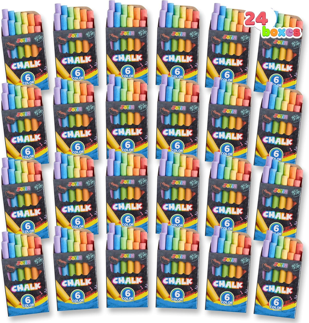 JOYIN mini sidewalk chalk set for kids, 36 boxes in 6 bright colors