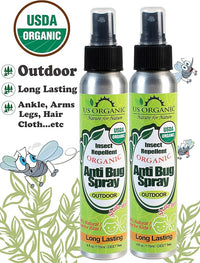 US Organic Mosquito Repellent Anti Bug Outdoor Pump Sprays, USDA Certification, Cruelty Free, Proven Results by Lab Testing, Deet-Free (4 oz - Value 2 Pack)