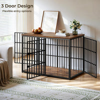 Lyromix 48'' XXL Dog Crate Furniture with 3 Doors for Large Dogs – Essentials for Dogs - Brown / 53.9"L x 31.9"W x 37.2"H - image 3