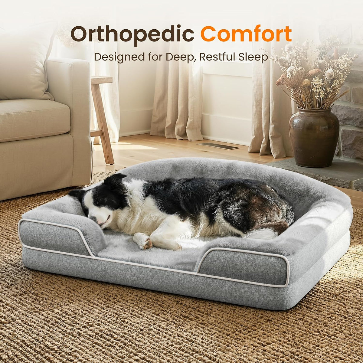 Orthopedic Dog Bed for Extra Large Dogs - Light Grey / 35.0"L x 25.0"W x 7.0"Th - image 2