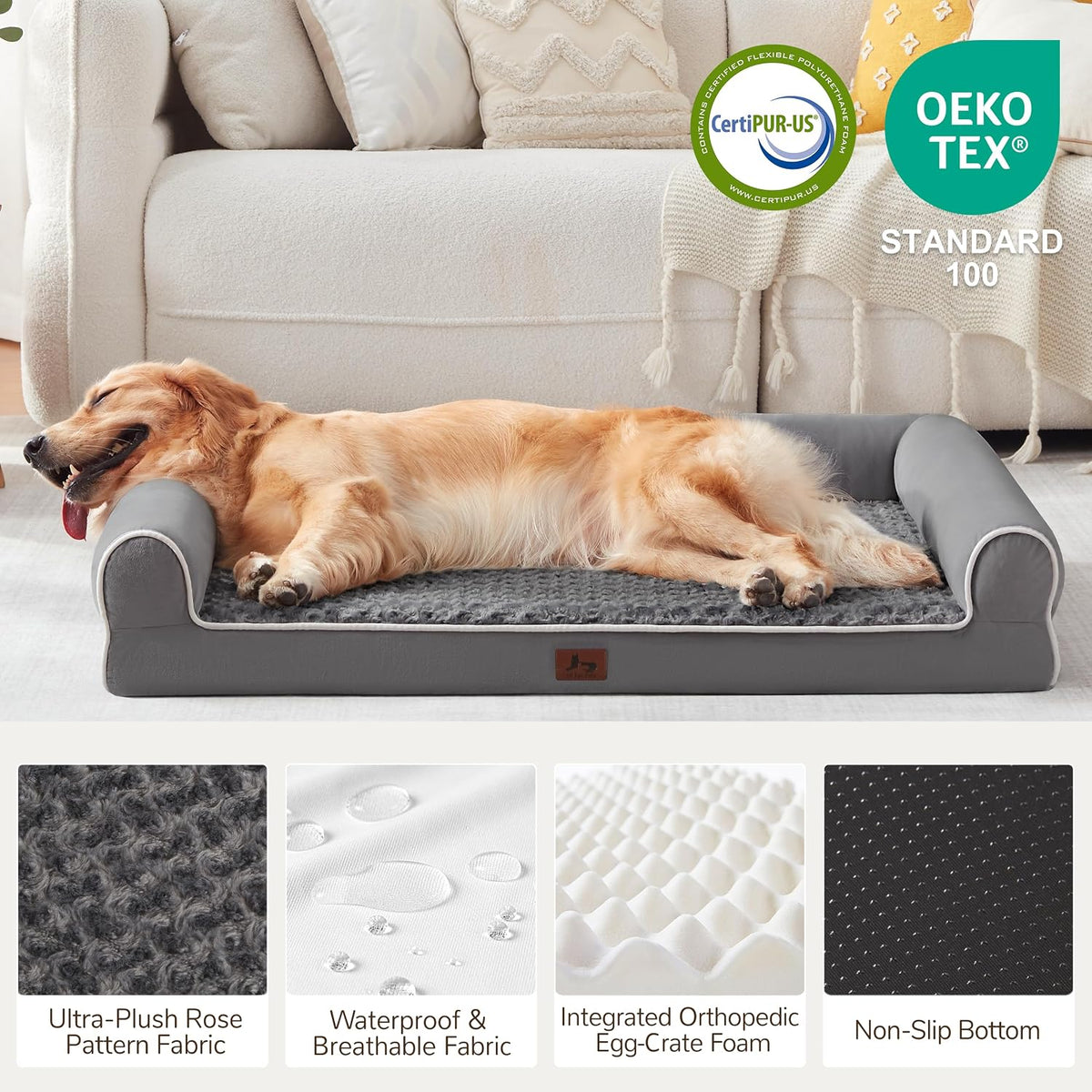 Orthopedic Large Dog Bed，Washable Dog Couch for XL Senior Dogs – Essentials for Dogs - Dark Grey / 45"L x 35"W x 7"Th - image 4