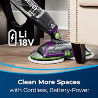 BISSELL® Spinwave Cordless Pet Hard Floor Spin Mop Cleaner 18V with washable mop pads for sealed hard floors, 23157