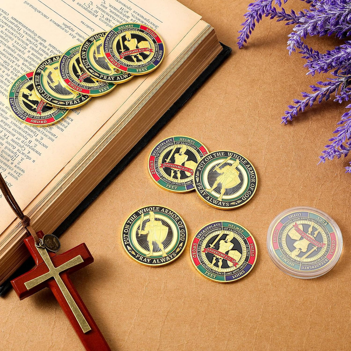 Nosiny 20 Pcs Armor of God Coins Metal Christian Challenge Coins - Retro - image 4