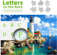Halloween Puzzle 500 Piece with Lettered for Adults Gift - 1000piece - Colorful Coastal Lighthouse - 27.5x19.7" / Classic Everyday - image 3
