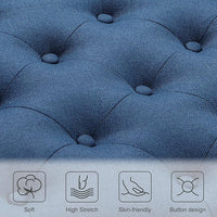 Ottoman with Storage,50.2-inch Upholstered End of Bed Storage Bench for Bedroom,for The Living Room,for Entryway, with Tray & Button and Safety Hinges,Detachable (Blue)