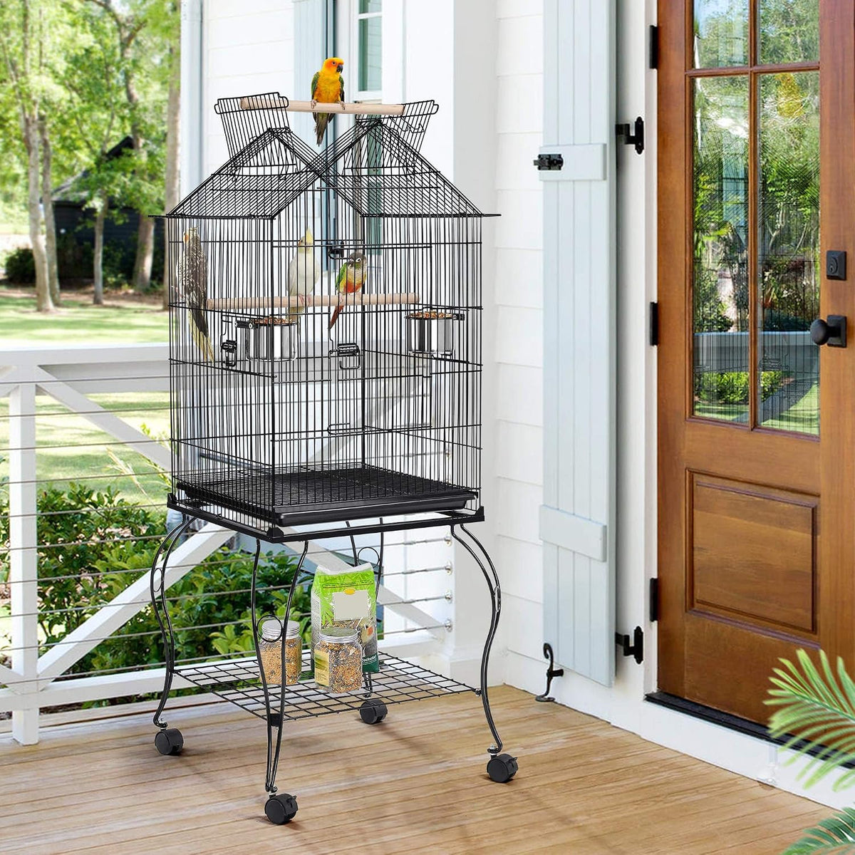 Yaheetech 57-Inch Open Top Bird Cage with Rolling Stand & Slide-Out - image 2